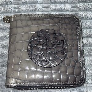 Tory Burch Gray Embossed Leather Wallet